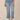 Light Blue Artisanal Denim Absolution High Rise Center Seam Side Slit Hem Kick Flare Jean
