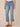 Light Blue Artisanal Denim Absolution High Rise Center Seam Side Slit Hem Kick Flare Jean