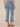 Light Blue Artisanal Denim Absolution High Rise Center Seam Side Slit Hem Kick Flare Jean