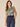 Navy Multi Double Ruffle Cap Sleeve Tropical Print Crew Neck Surplus Hem Knit Top 