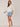 White Three Quarter Bell Sleeve Mesh Scallop Edge Scoop Neck Embroidered Double Flounce Peplum Hem Petite Woven Top