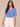 Heather Provence Blue Elbow Shirred Puff Sleeve Ruffle Ruched Front V-Neck Hi-Low Petite Hem Knit Top
