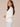 Off White Three Quarter Puff Flounce Sleeve Die Cut Embroidery Scoop Neck Petite Knit Sweatshirt