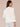 Off White Three Quarter Puff Flounce Sleeve Die Cut Embroidery Scoop Neck Petite Knit Sweatshirt