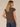 Dark Roast Cap Sleeve Scoop Neck Shirttail Surplus Hem Stripe Print Knit Top