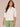 Off White Three Quarter Banded Blouson Sleeve Button Down Crochet Inset Front Collar Neck Scallop Edge Hem Woven Top