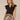 Black Flutter Cap Sleeve Round Split Neck Mixed Media Knit Top
