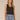 Heather Black Sleeveless Sweetheart Neck Shell Tuck Embroidery Knit Tank Top
