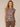 Light Fawn Multi Extended Cap Sleeve Scoop Neck Keyhole Back Side Ruching Round Hem Animal Print Knit Top