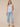 High Sky Blue Sleeveless Embroidered Scallop Collar Half Button Placket Woven Top
