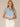 Light Blue White Gradient Flutter Cap Sleeve Button Down Collared V-Neck Petite Woven Shirt