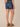 Blue Denim Absolution High Rise Embroidered Cascading D Pocket Clean Finish Fray Hem Petite Short