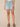 Light Blue Artisanal Denim Ableisure Skyrise Pull-On Drawstring Waist Micro Step Hem Side Slit Relaxed Short