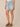 Light Blue Artisanal Denim Ableisure Skyrise Pull-On Drawstring Waist Micro Step Hem Side Slit Relaxed Short