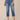 Mid Blue Artisanal Denim Absolution High Rise Destruction Embroidered Rope Cascading D Pocket Roll Cuff Modern Capri Jean