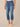 Mid Blue Artisanal Denim Absolution High Rise Destruction Embroidered Rope Cascading D Pocket Roll Cuff Modern Capri Jean