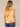 Sicilian Orange Multi Short Extended Roll Cuff Sleeve Twist Front Hem Scoop Neck Petite Knit Top