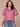 Short Banded Bubble Sleeve V-Neck Plus Size Woven Top with Embroidery